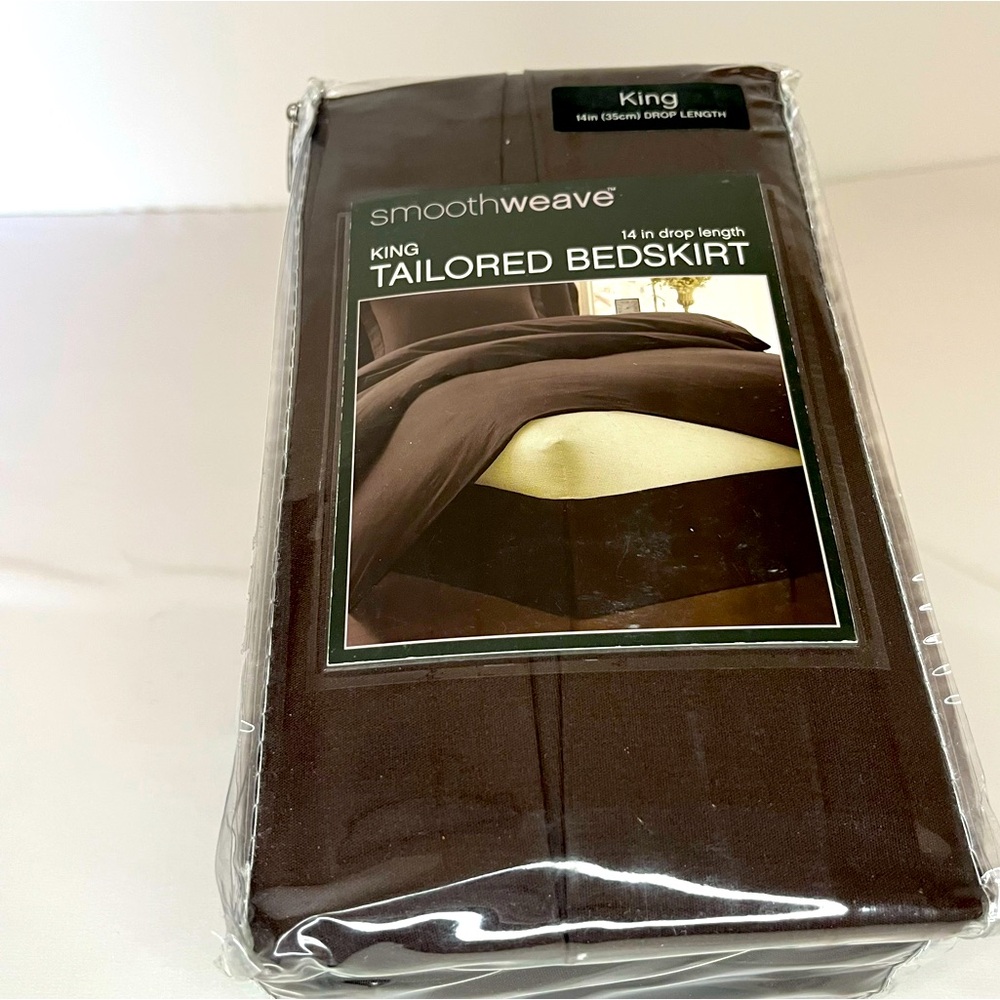 King Bedskirt chocolate brown tailored 14" drop 78x80 NEW